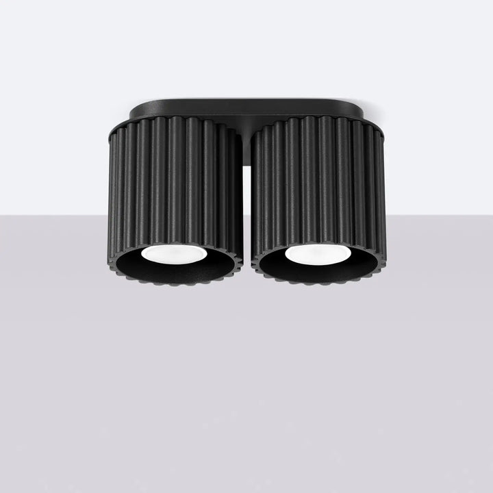 Luminaire plafonnier aura 2 noir avec deux têtes encastrées et forme unique inspirée pour un design moderne