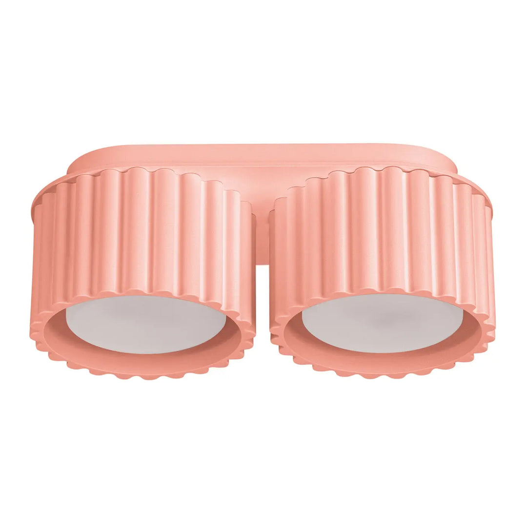 Luminaire plafonnier aura 2 peach rose à double éclairage avec forme unique inspirée en plastique lisse strié
