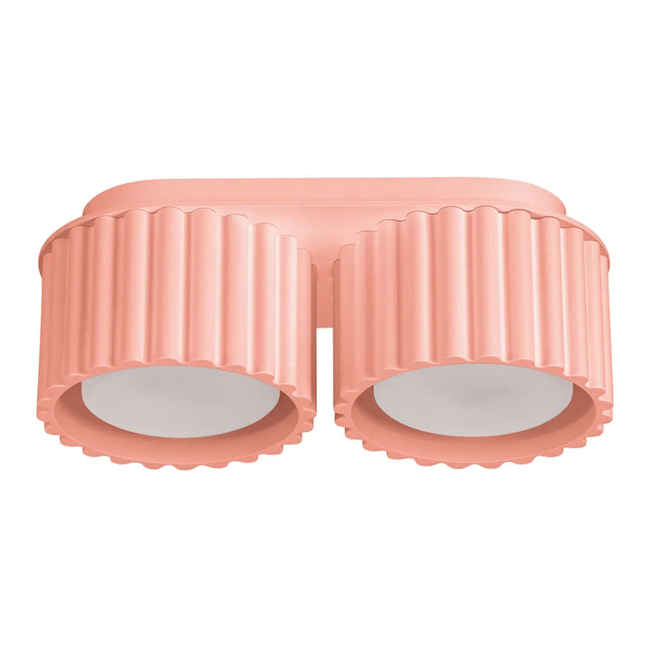 Luminaire plafonnier aura 2 peach rose à double éclairage avec forme unique inspirée en plastique lisse strié