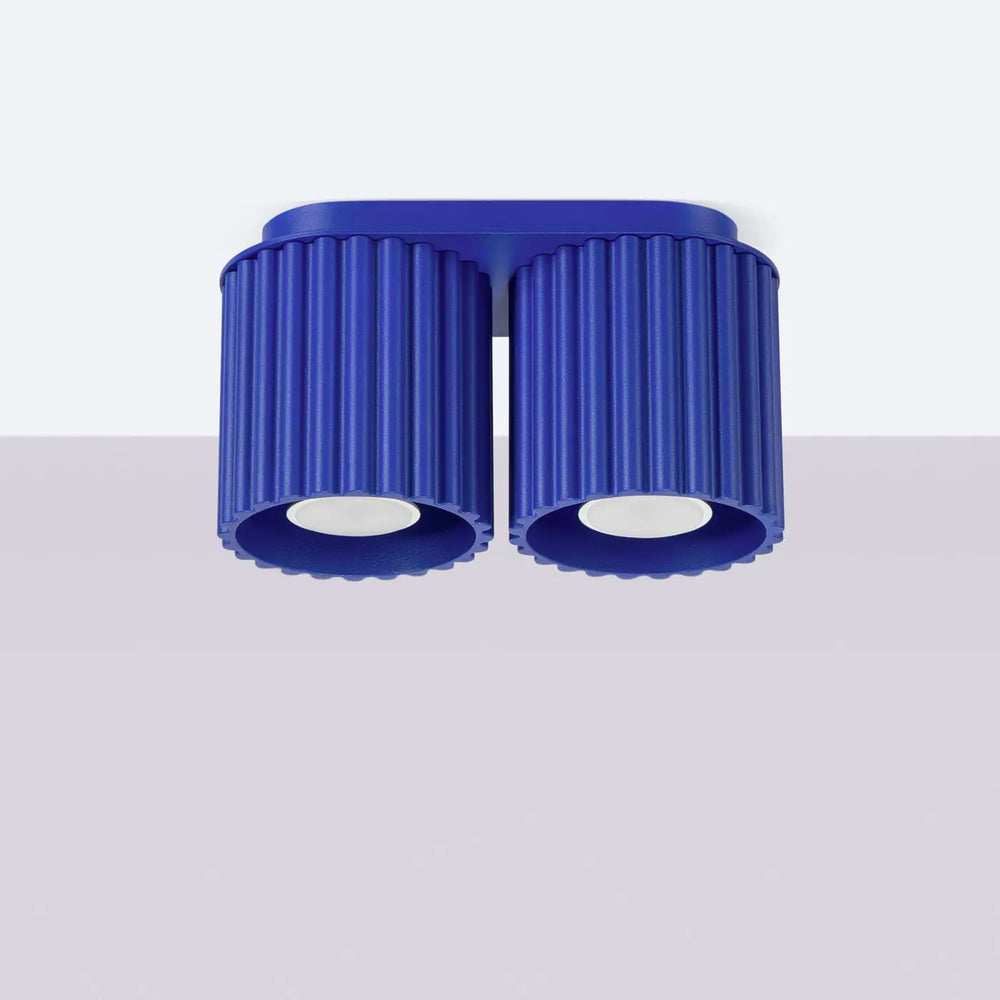 Luminaire plafonnier aura 2 ultramarine avec double tête encastrée bleue et forme unique inspirée moderne et élégante
