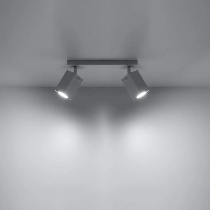 Plafonnier moderne merida 2 blanc en métal gris avec deux spots merida rectangulaires réglables pour un flux lumineux optimal