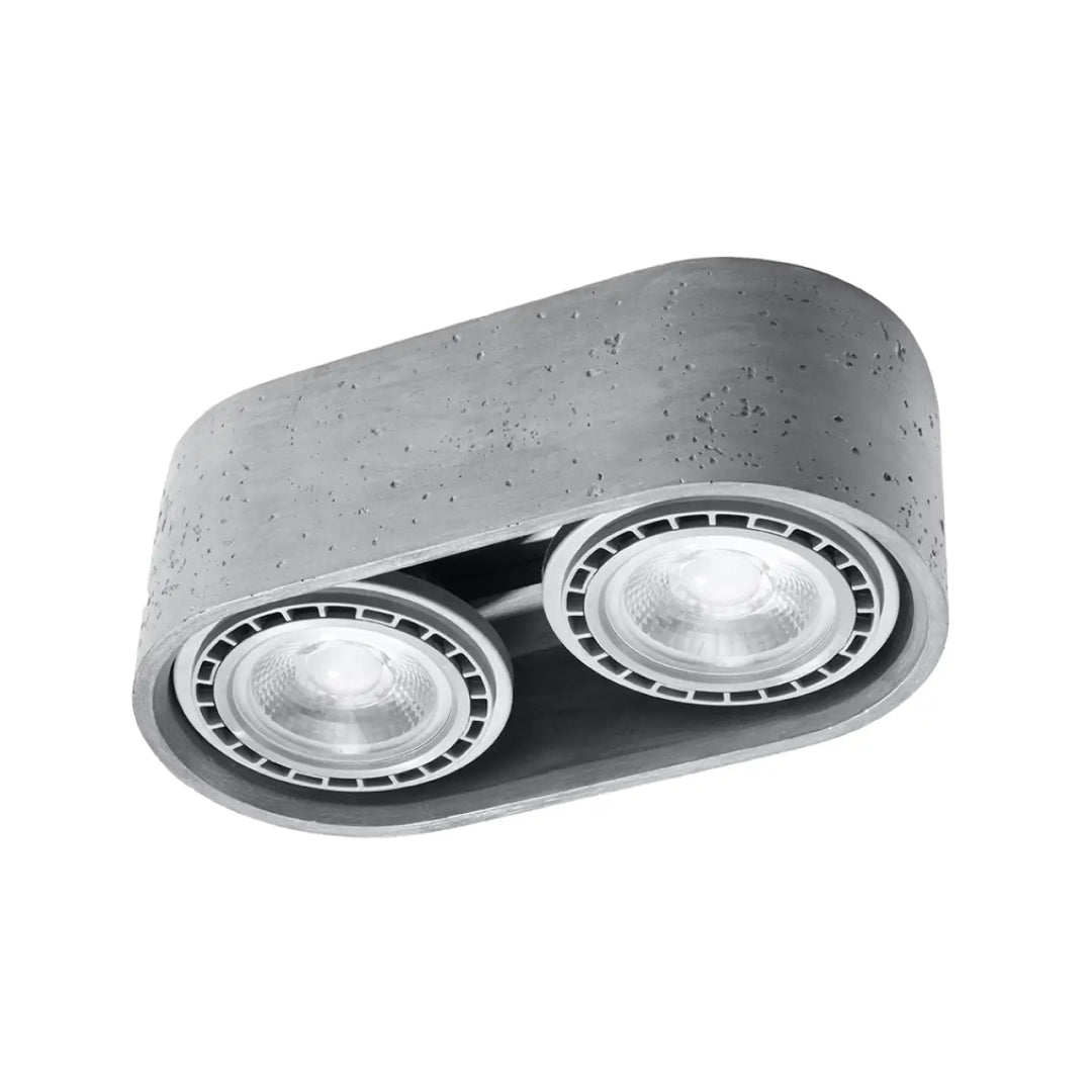 Plafonnier basic 2 béton avec double spot encastré gris béton style loft pour intérieur sentez mieux