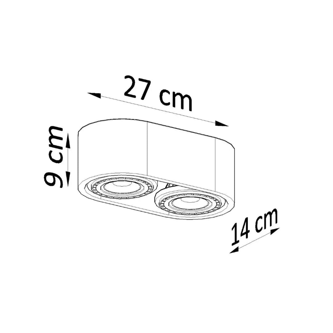Luminaire plafonnier basic 2 béton avec double tête encastrée style loft pour sentez mieux et design minimaliste