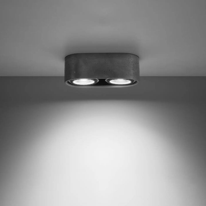 Luminaire plafonnier basic 2 béton avec deux ampoules led circulaires style loft pour sentez mieux