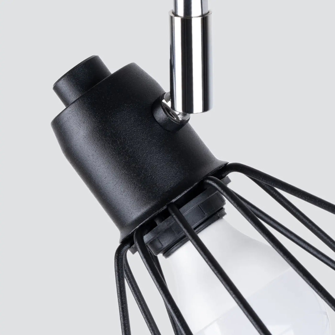 Luminaire plafonnier série artemis 2 noir en métal cage mat avec support chrome pour créer une atmosphère intime