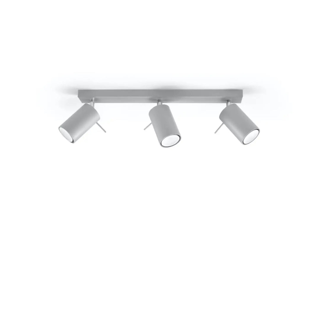 Luminaire plafonnier ring 3 gris avec trois spots ajustables en métal argenté que vous pouvez installer facilement
