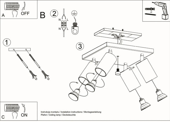 Luminaire plafonnier ring 4 gris avec bras réglables en finition métallique pour une ambiance intérieure et demi-obscurité chaleureuse