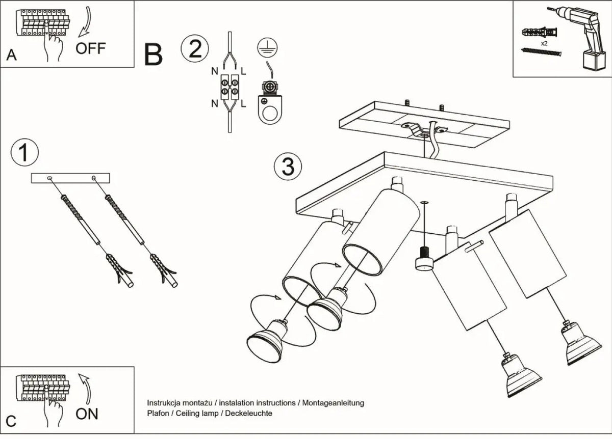 Schéma d'installation du luminaire