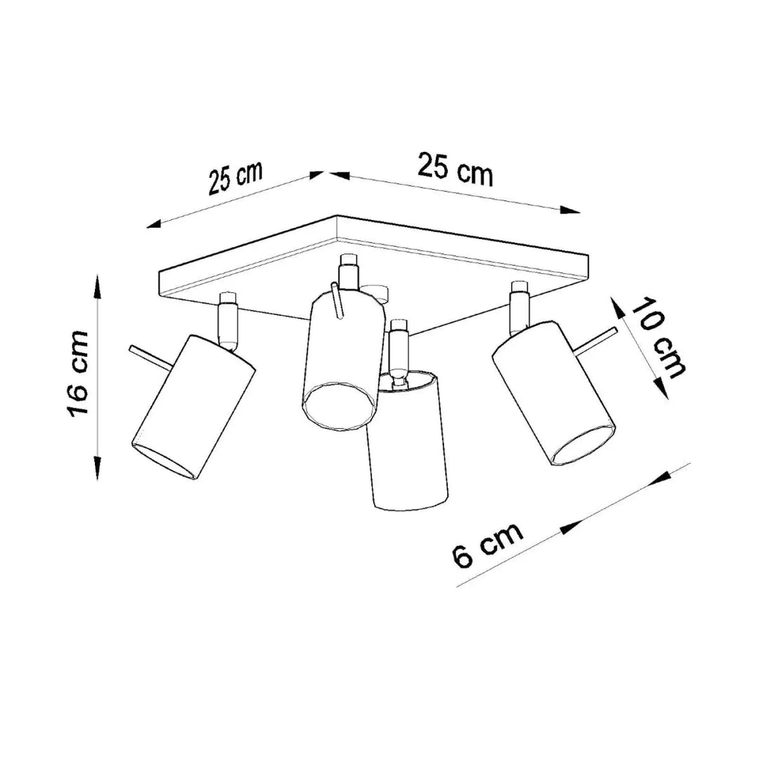 Luminaire plafonnier ring 4 gris avec quatre bras réglables pour créer une ambiance intérieure en demi-obscurité chaleureuse