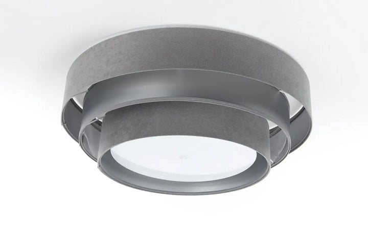 Luminaire plafonnier gris moderne triniti elegant avec anneaux concentriques et centre en verre dépoli