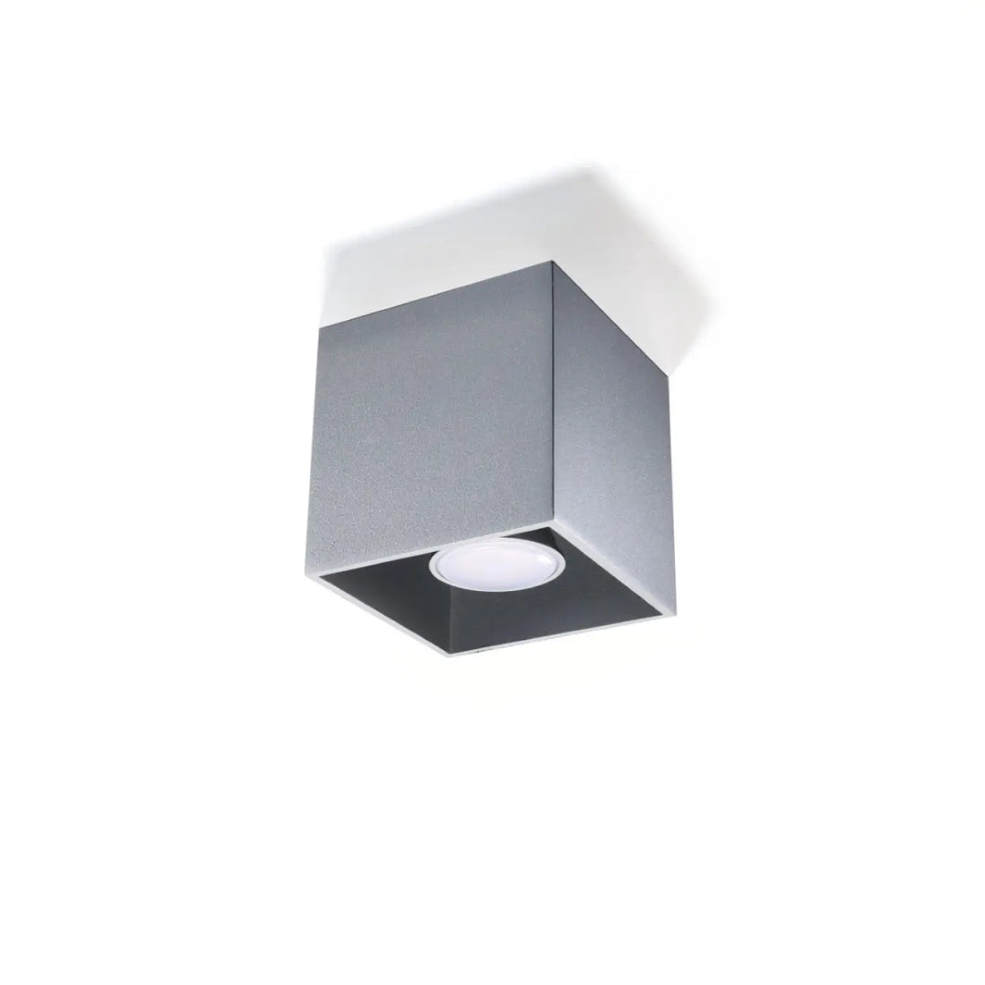 Plafonnier quad moderne carré gris métallisé mat avec led intégrée noir intérieur montées individuellement pour magnifique décoration