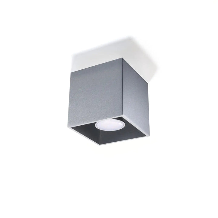 Plafonnier quad moderne carré gris métallisé mat avec led intégrée noir intérieur montées individuellement pour magnifique décoration