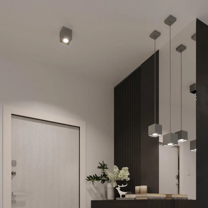 Plafonnier quad gris moderne avec spots montées individuellement pour une magnifique décoration intérieure