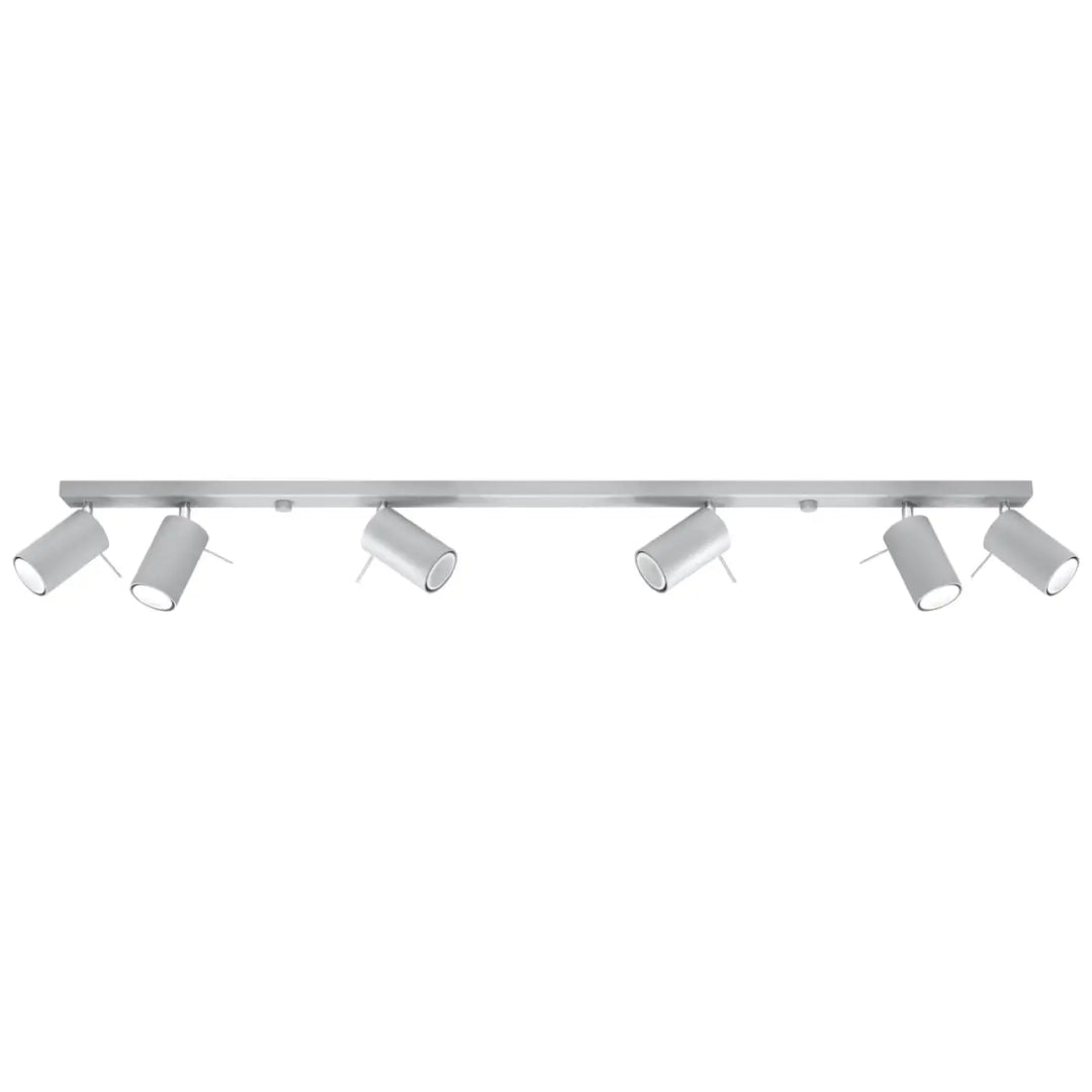 Luminaire plafonnier ring 6l gris avec six bras réglables en métal argenté pour une atmosphère intérieure élégante