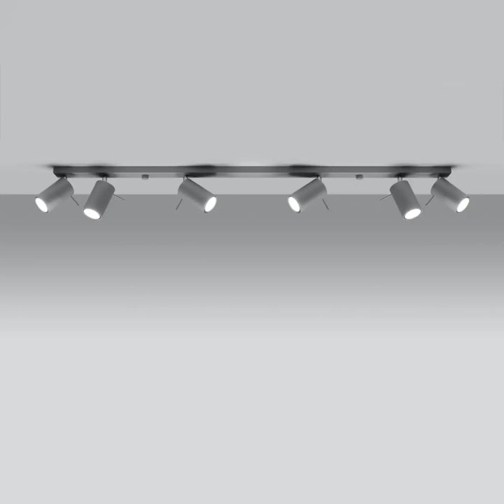 Luminaire plafonnier ring 6l gris en métal avec bras réglables pour une atmosphère intérieure élégante et moderne