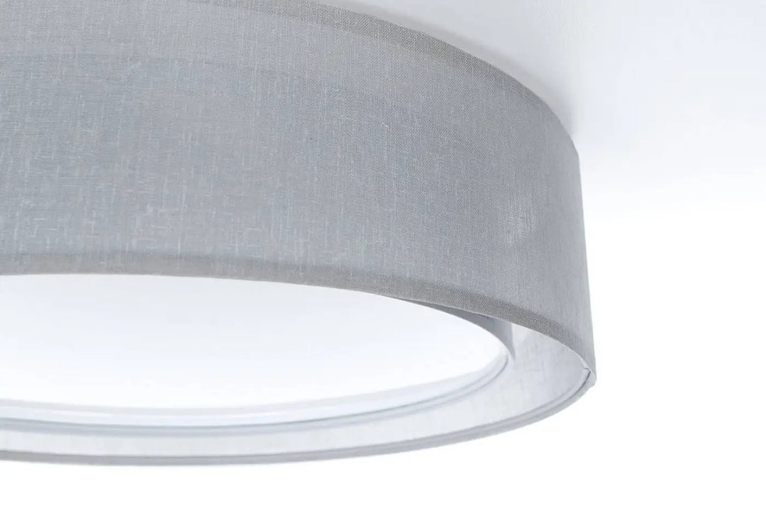 Plafonnier gris platine en tissu gris à structure moderne avec texture subtile luminaire plafonnier puro