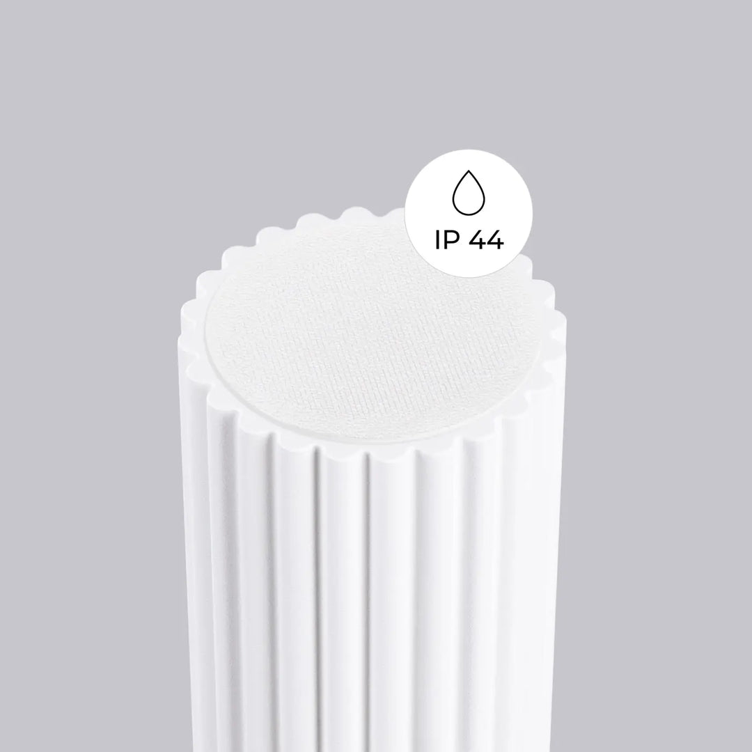 Luminaire plafonnier halo blanc cylindrique à rainures verticales avec bord festonné et indice ip44 pour bureau décorative