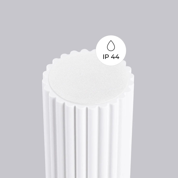 Luminaire plafonnier halo blanc cylindrique à rainures verticales avec bord festonné et indice ip44 pour bureau décorative