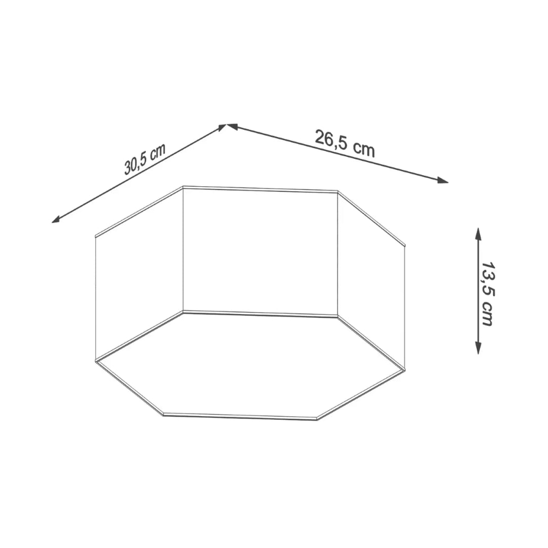 Luminaire plafonnier sunde 13 blanc avec forme géométrique verre hexagonal dimensions 30,5x26,5x13,5 cm