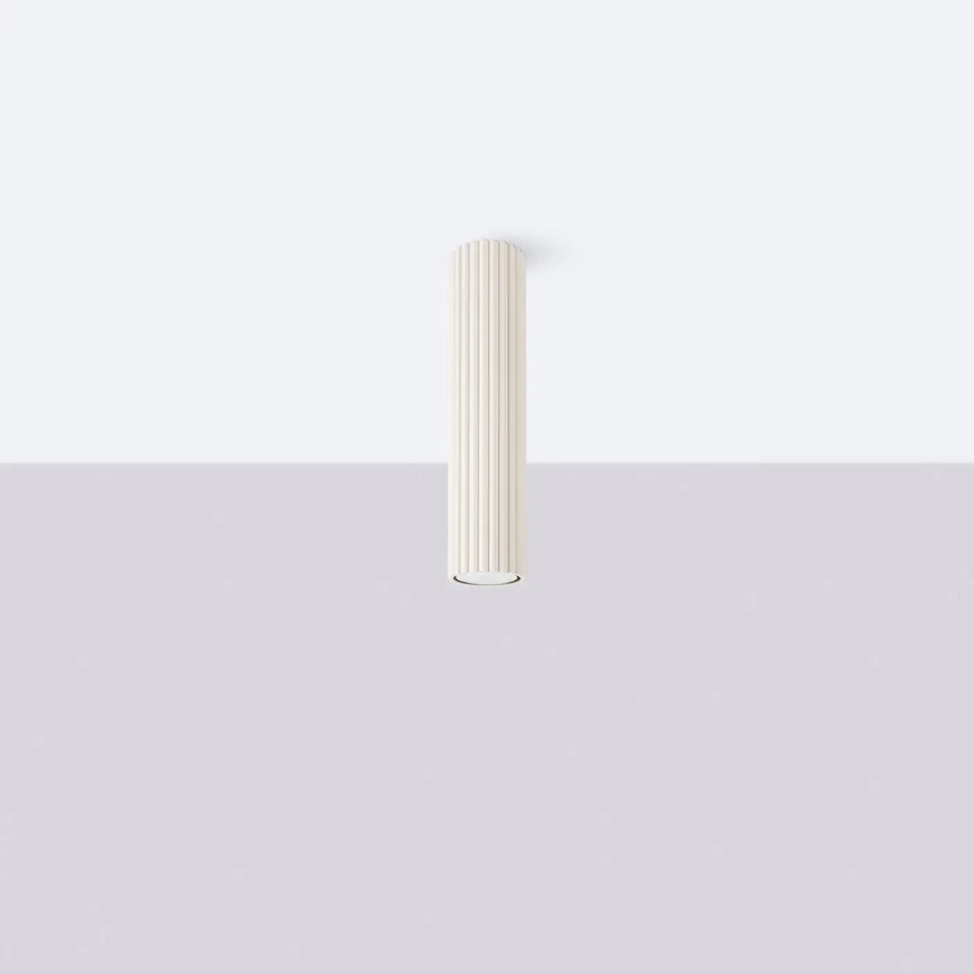 Luminaire plafonnier karbon 30 beige avec design minimaliste cylindre flûté et ampoules gu10 interchangeables