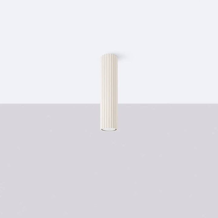 Luminaire plafonnier karbon 30 beige avec design minimaliste cylindre flûté et ampoules gu10 interchangeables
