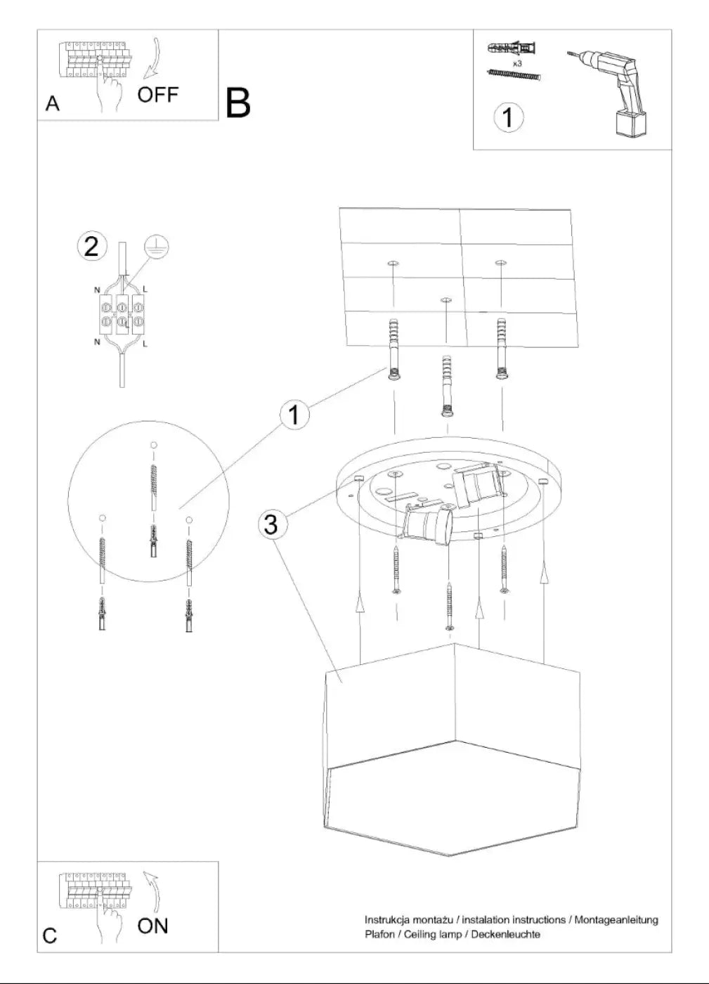 Schéma d'installation du luminaire