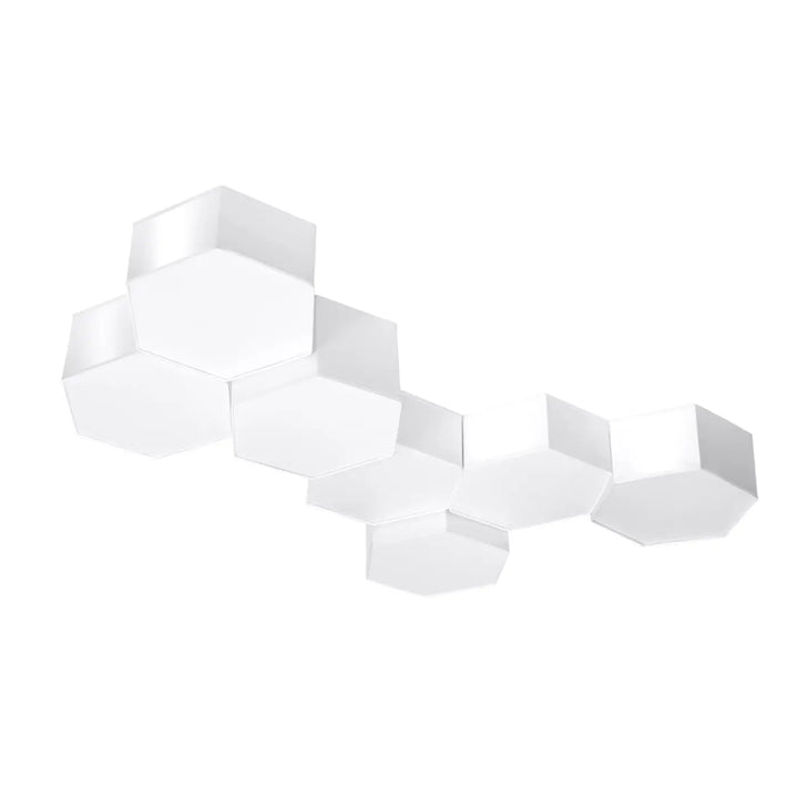 Luminaire plafonnier sunde 15 blanc avec étagères murales hexagonales en formes géométriques modernes et épurées