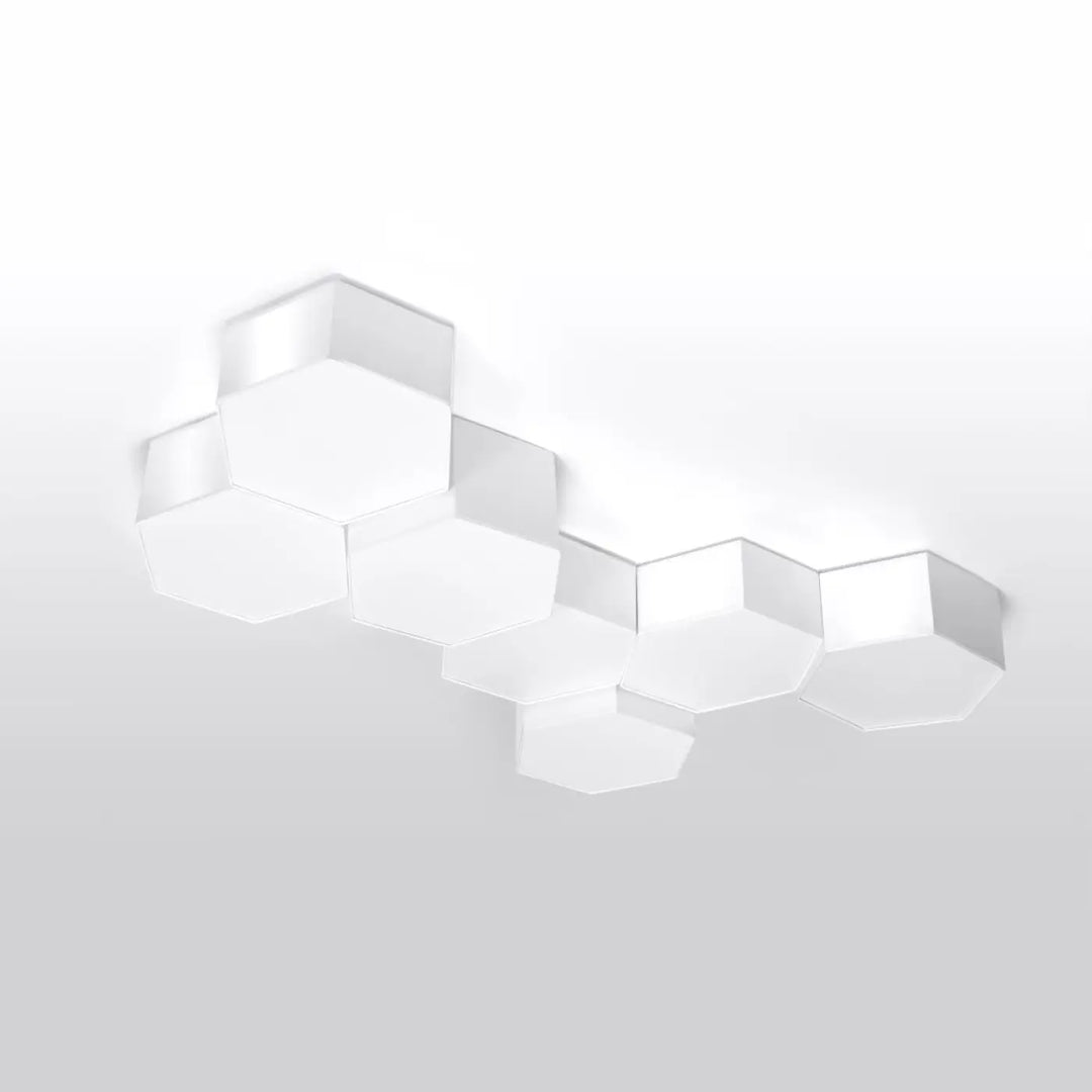 Luminaire plafonnier sunde 15 blanc avec design minimaliste et formes géométriques hexagonales modernes