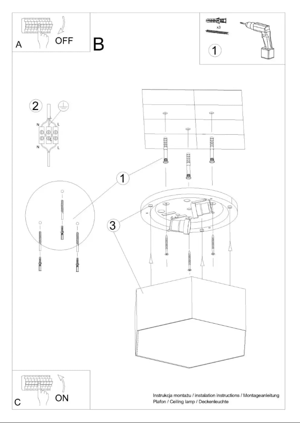 Schéma d'installation du luminaire