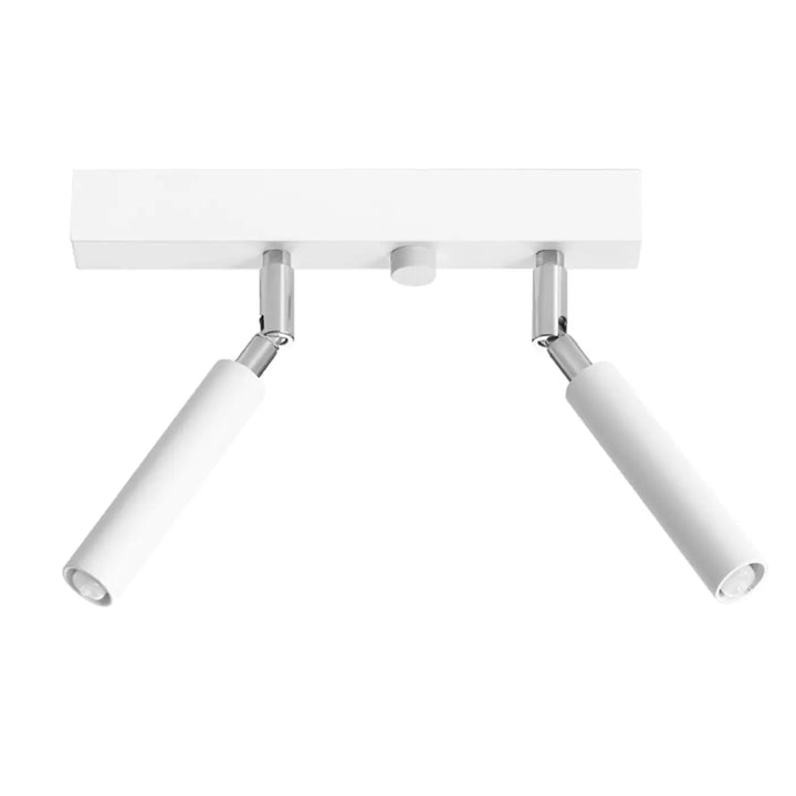 Plafonnier moderne eyetech blanc avec deux lampes cylindriques ajustables finition chrome style industriel d’ambiance loft