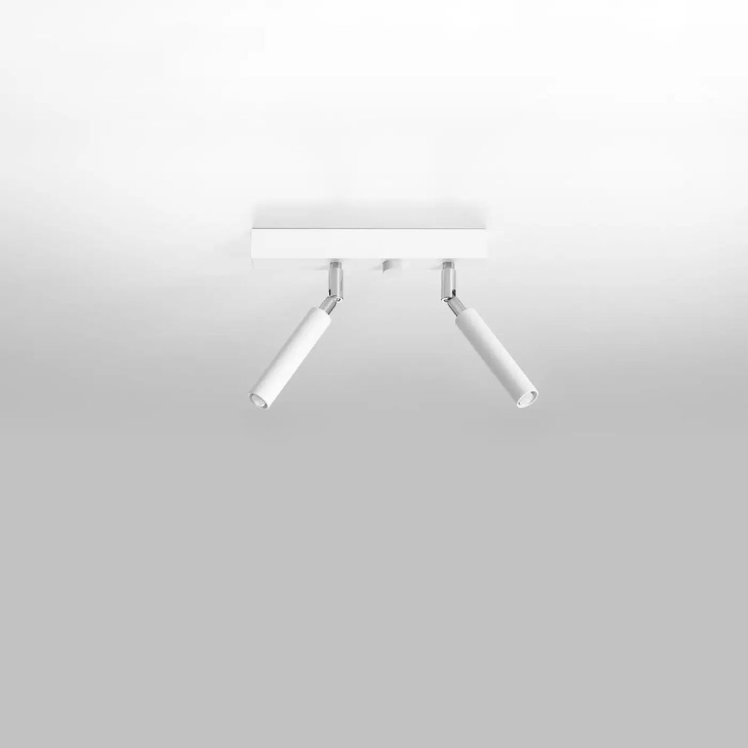 Plafonnier moderne eyetech blanc avec deux bras cylindriques ajustables style industriel d’ambiance loft