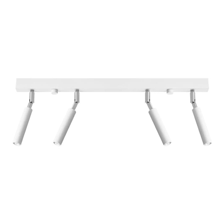 Plafonnier moderne eyetech blanc avec quatre spots cylindriques ajustables style industriel d’ambiance loft