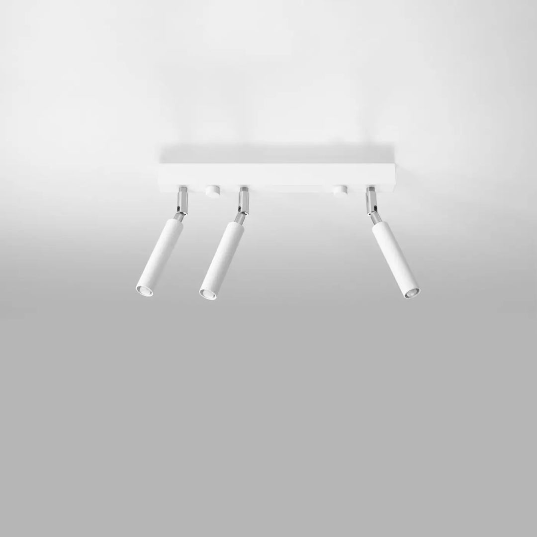 Plafonnier moderne eyetech blanc avec trois spots orientables style industriel d’ambiance loft