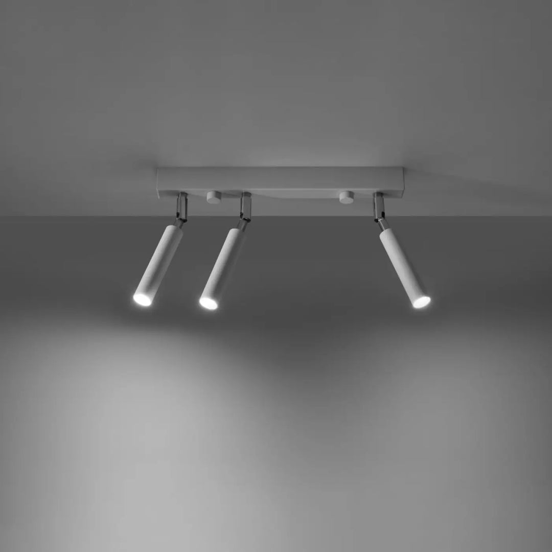 Luminaire plafonnier eyetech 3 blanc avec trois spots ajustables pour un style industriel et d’ambiance loft moderne