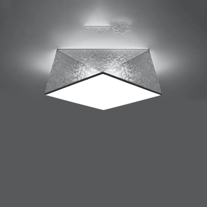 Plafonnier hexa 35 argent modern avec finition métallique texturée et panneau lumineux blanc éclatant plafonnier exclusif