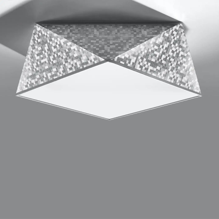 Plafonnier Hexa 35 argent à motif mosaïque argenté moderne avec panneau central blanc épuré plafonnier exclusif