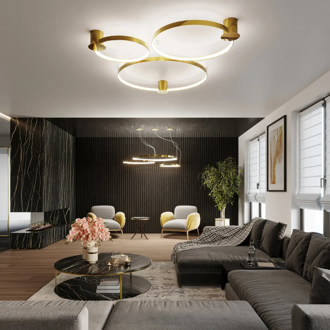 Luminaire plafonnier rio 78 3000k or poli avec modules led design unique pour un éclairage moderne et élégant