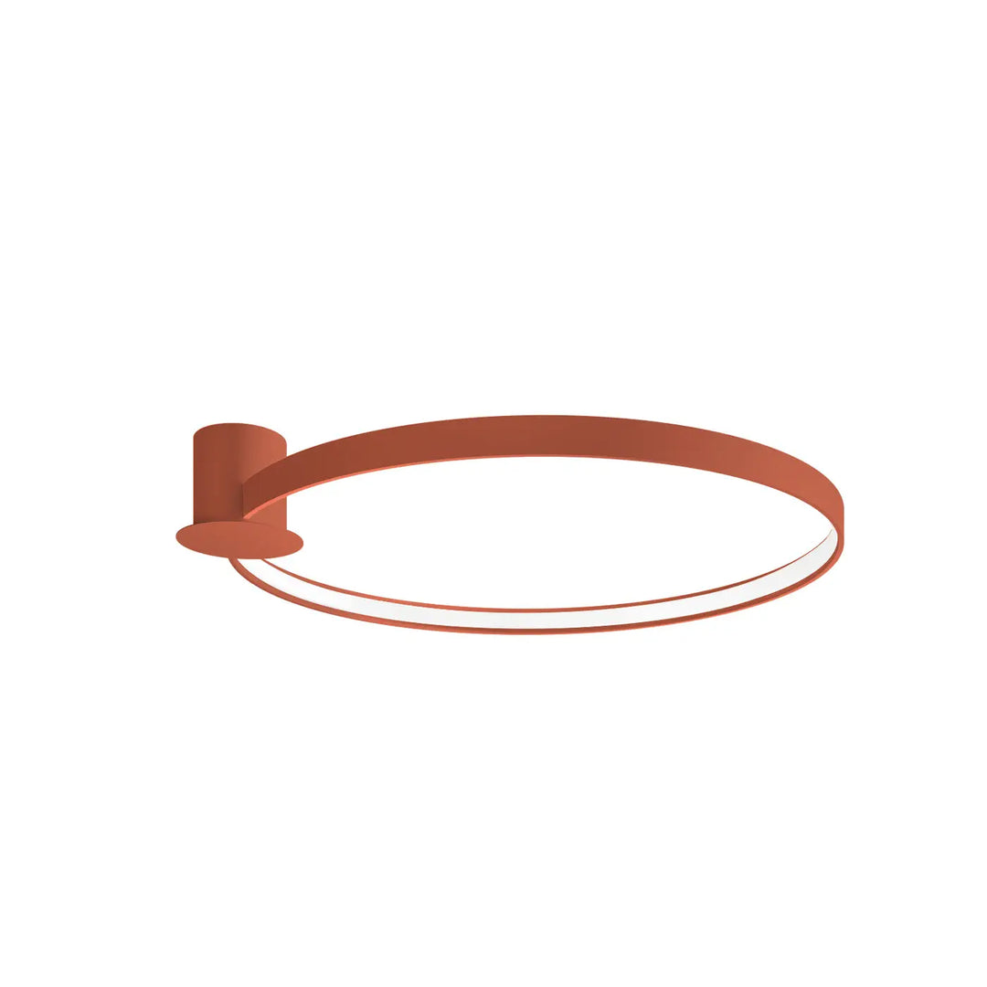 Luminaire plafonnier collection rio cuivre rouge ocre design moderne avec diffuseur en verre dépoli minimaliste