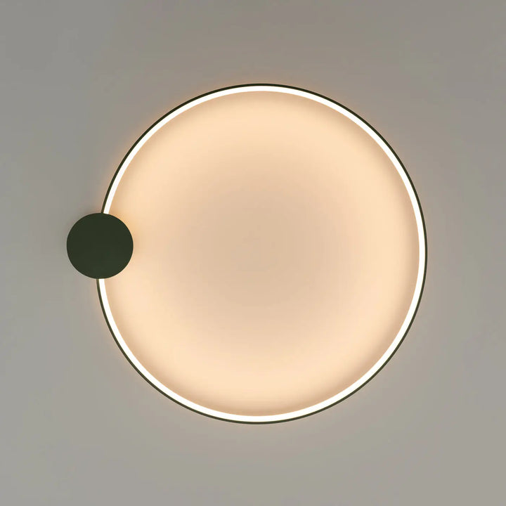 Luminaire plafonnier collection rio design moderne avec cadre blanc et disque vert olive à lumière chaude 3000k