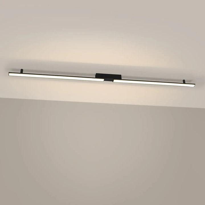 Luminaire plafonnier lagom 3000k noir avec plafonniers linéaires en trois longueurs et lumière chaude design minimaliste
