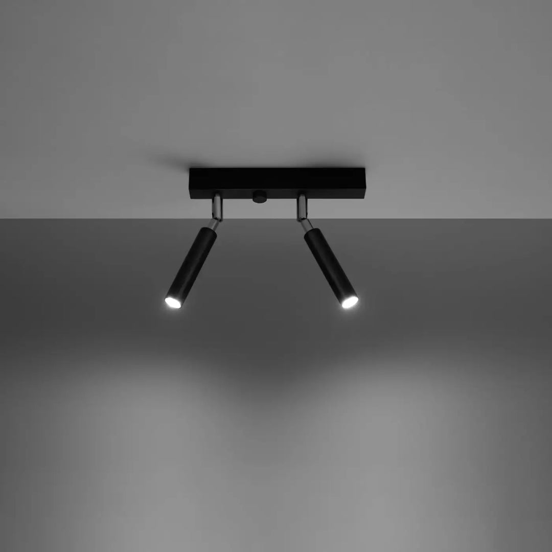 Plafonnier moderne Eyetech 2 noir avec double spot ajustable style industriel pour d’ambiance loft