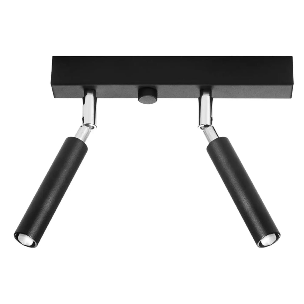 Luminaire plafonnier moderne eyetech 2 noir avec deux bras cylindriques ajustables style industriel d’ambiance loft chrome