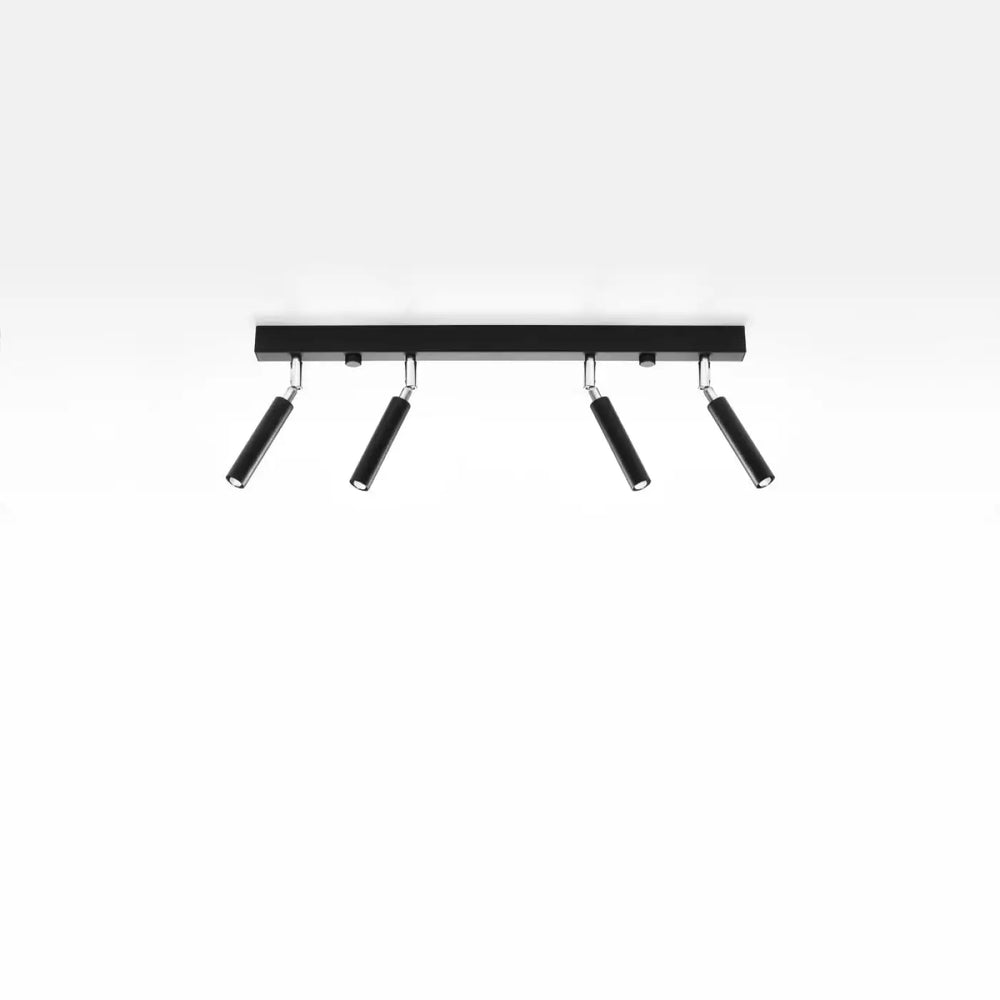 Plafonnier moderne eyetech 4 noir avec quatre spots réglables style industriel d’ambiance loft en finition mate