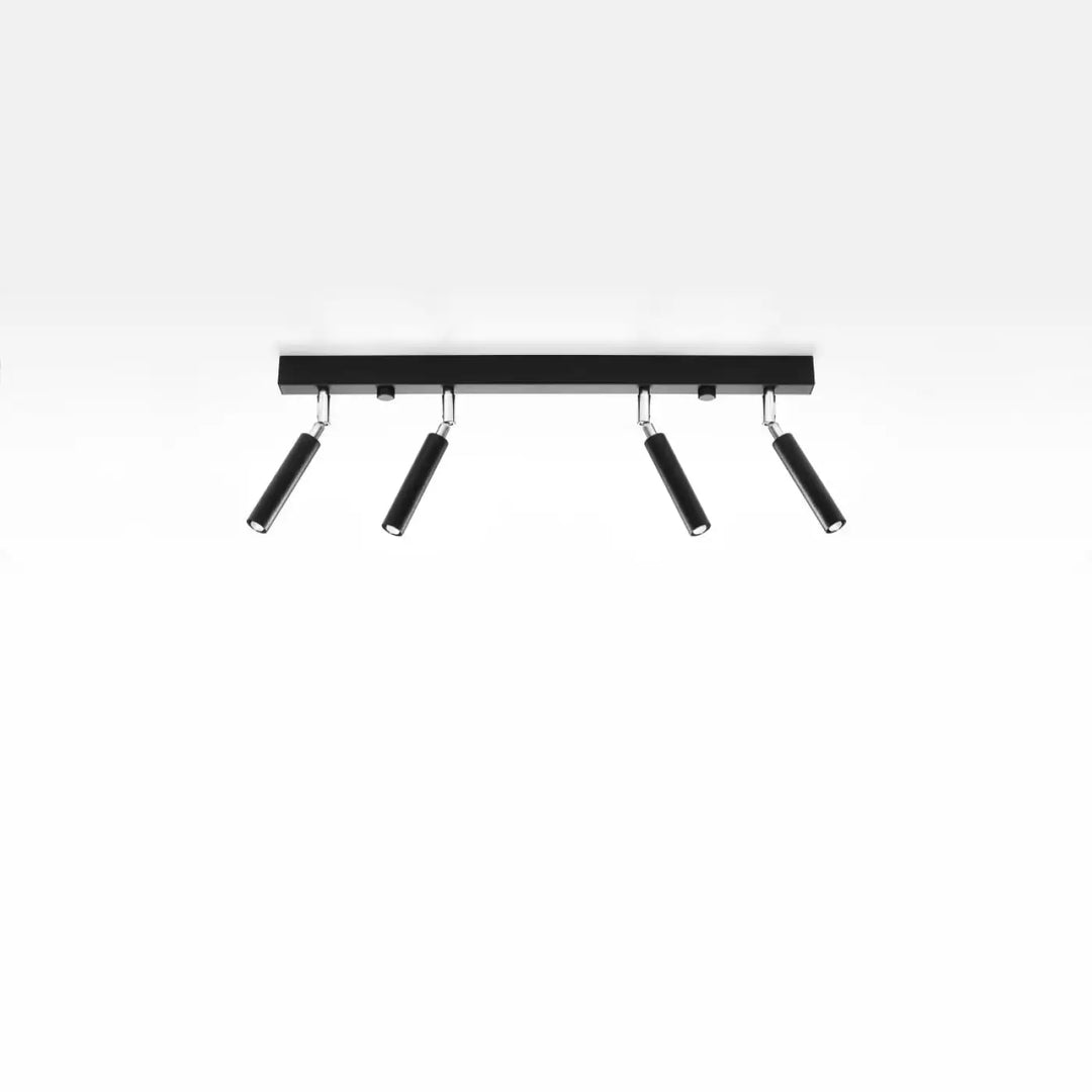 Plafonnier moderne eyetech 4 noir avec quatre spots réglables style industriel d’ambiance loft en finition mate