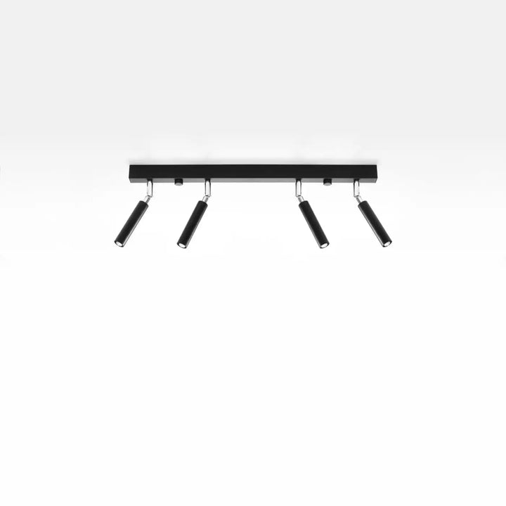 Plafonnier moderne eyetech 4 noir avec quatre spots réglables style industriel d’ambiance loft en finition mate