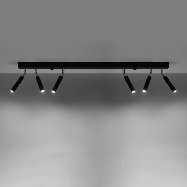 Luminaire plafonnier eyetech 6 noir avec cinq spots ajustables style industriel d’ambiance loft moderne