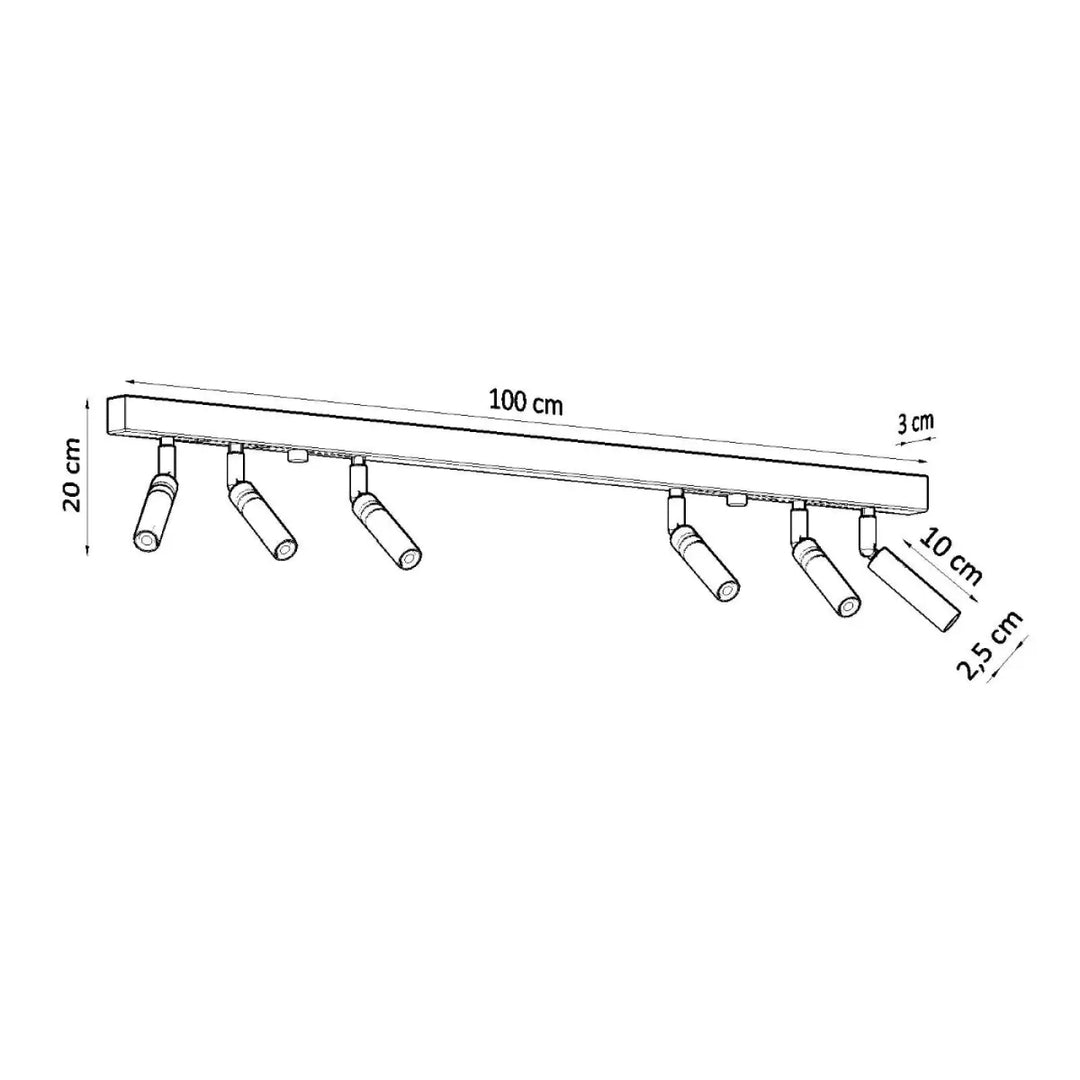 Luminaire plafonnier eyetech 6 blanc 100 cm avec six spots réglables en style industriel d’ambiance loft moderne