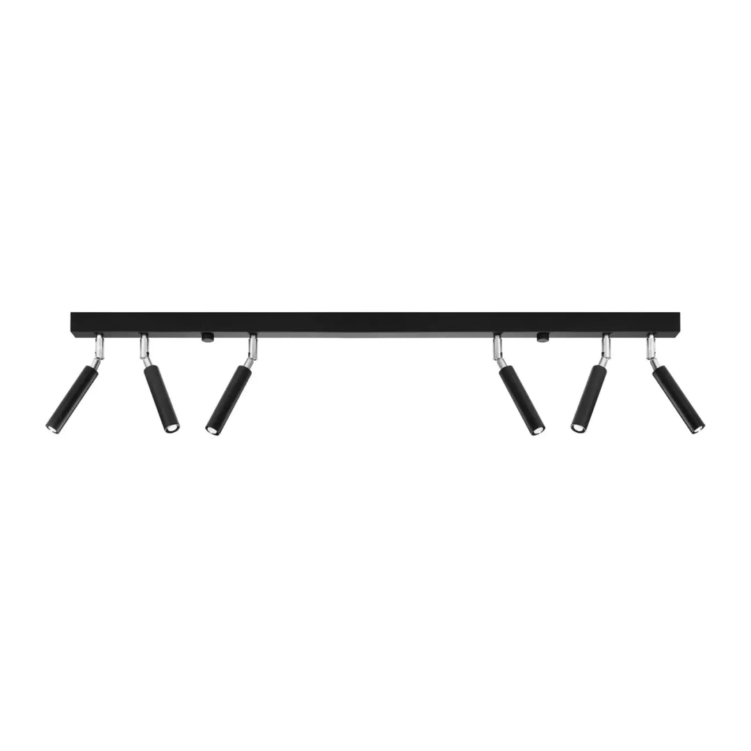 Plafonnier moderne eyetech noir avec six spots ajustables style industriel d’ambiance loft