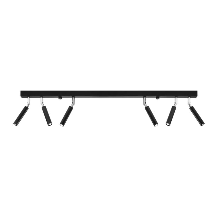 Plafonnier moderne eyetech noir avec six spots ajustables style industriel d’ambiance loft