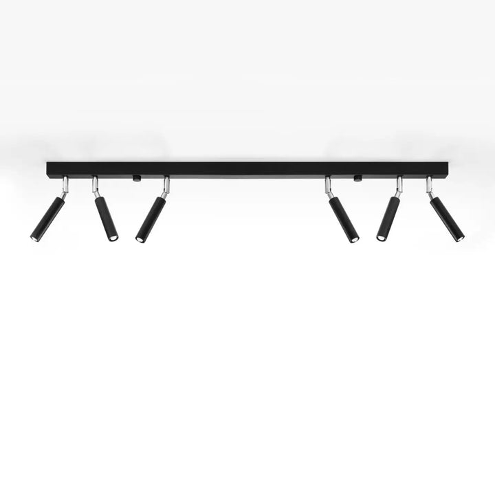 Plafonnier moderne eyetech noir mat avec six spots réglables style industriel d’ambiance loft